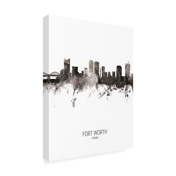 Michael Tompsett 'Fort Worth Texas Skyline Portrait II' Canvas Art,35x47